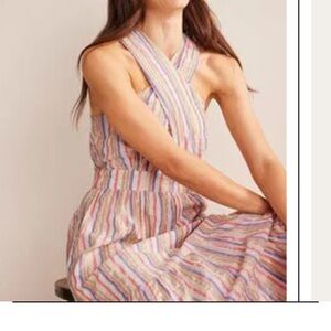 Boden 6P metallic stripe dress. 
Gorgeous. Pockets. Preowned excellent condition